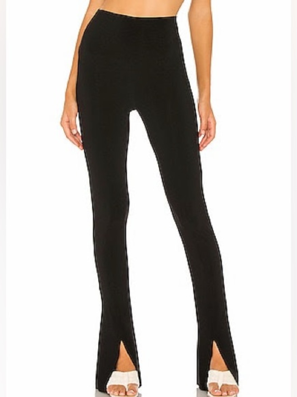 Norma Kamali x Lifestyle Spat High-Waist Flare Pants with Front Slit, S